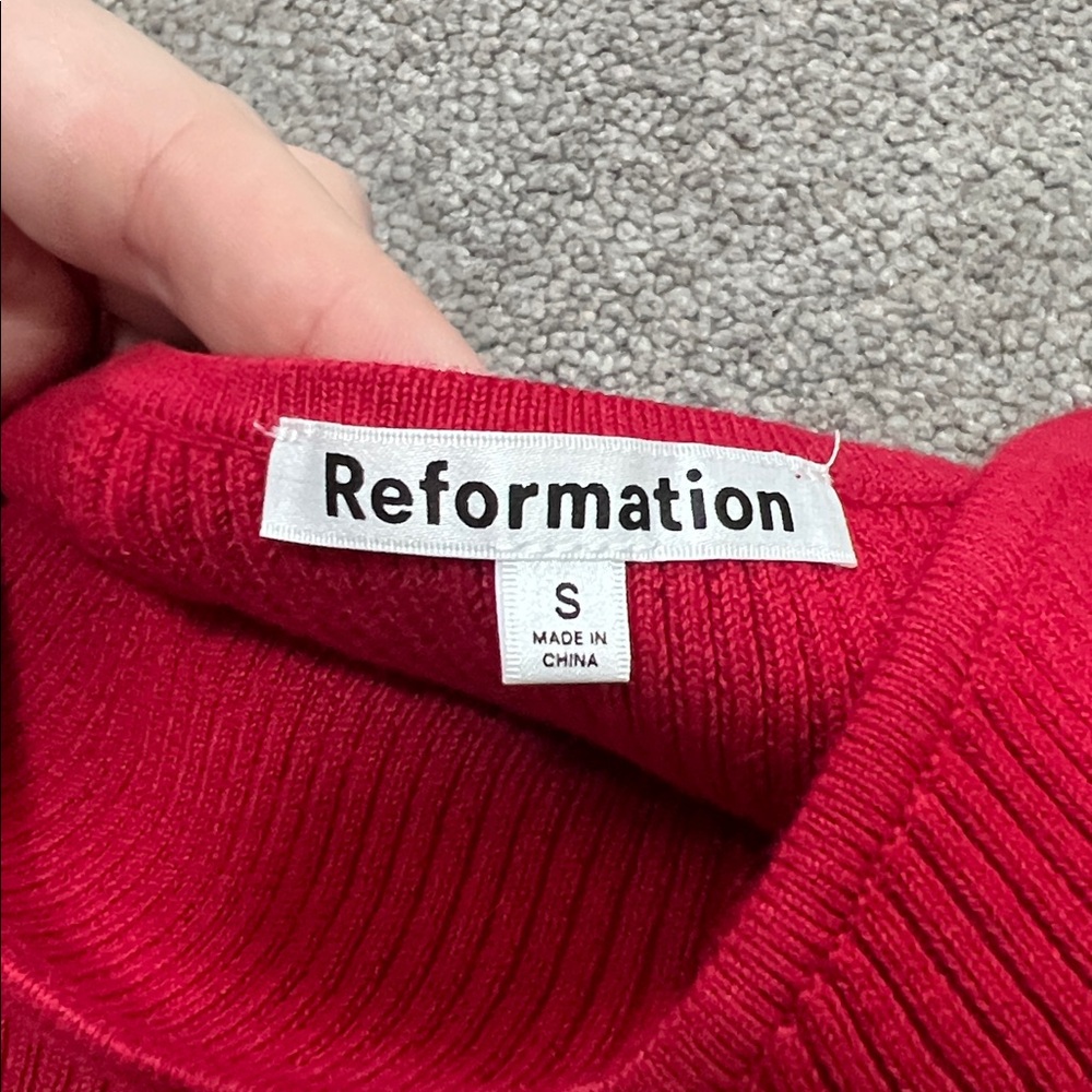 Reformation Red Strapless Ribbed Crop Top - Picture 5 of 6
